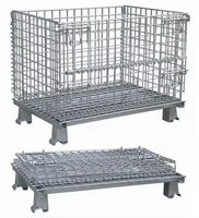Conteneur pliable en treillis métallique galvanisé économique pour voiture, capacité 1000 kg, 4-6 roues, maille 50x50 mm, entrée 4 voies