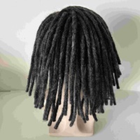 Perruque complète en dentelle style libre pour homme, 10 pouces, couleur gris sel et poivre 1B10, en cheveux humains indiens, perruque de dreadlocks grises