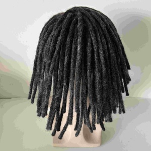 Perruque complète en dentelle style libre pour homme, 10 pouces, couleur <span class=keywords><strong>gris</strong></span> sel et poivre 1B10, en <span class=keywords><strong>cheveux</strong></span> humains indiens, perruque de dreadlocks grises - Product Image 6