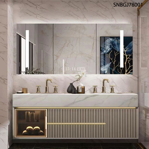 Dalle de roche Offres Spéciales lavabo intégré armoire de salle de bain combinaison lumière luxe chêne salle de bain intelligent double lavage des mains lavabo - Product Image 4