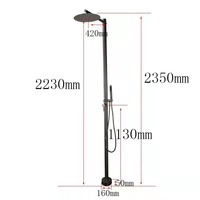 Colonne de douche autoportante extérieure en acier inoxydable SUS304 avec mitigeur eau chaude et froide pour jardin, piscine et plage