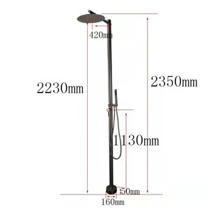 Colonne de douche autoportante extérieure en acier inoxydable SUS304 avec <span class=keywords><strong>mitigeur</strong></span> eau chaude et froide pour jardin, piscine et plage - Product Image 5