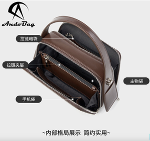Sac à main AndoBag en cuir véritable, nouvelle mode, pour femmes, sac bandoulière, sac carré petit format pour usage quotidien, 2950 - Product Image 6