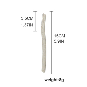 Maquinilla de afeitar biodegradable ecológica para mujer, recortadora de vello facial y cejas de paja de trigo - Product Image 3