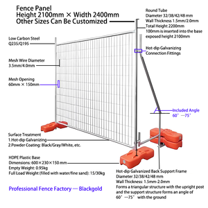 Clôture temporaire galvanisée de 7 pieds pour extérieur, prix usine CE ISO, <span class=keywords><strong>vente</strong></span> <span class=keywords><strong>en</strong></span> <span class=keywords><strong>gros</strong></span>, pour chantier de construction, concert, exposition, événement - Product Image 2