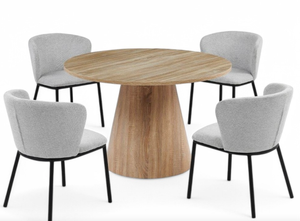 Bàn tròn hiện đại 120cm-Bàn ăn với khung kim loại & Veneer MDF - Product Image 6