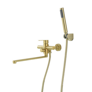 Robinet de salle de bain en or brossé Austenite In Wall, ensemble bain-douche en acier inoxydable 304, forme cylindrique, avec douchette dissimulée - Product Image 3