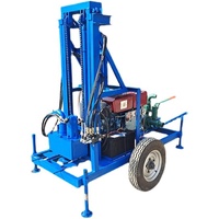 Petite foreuse portative compacte avec moteur à engrenages, pompe et moteur à essence, mobile, pour forage de puits d'eau jusqu'à 100 m de profondeur