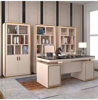 Escritorio de ordenador minimalista Simple, último diseño de lujo de juego de mesa, organizador de cajón, escritorio de oficina de cuero con estante de libro, armario