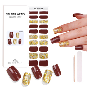 カスタムロゴ卸売ジェルネイルアートステッカー20枚入りジェルネイルポリッシュストリップUVランプサロン品質セミキュアジェルネイルラップ - Product Image 1
