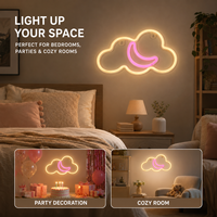 Letrero Luminoso LED de Néon Flexible con Diseño de Nube, Moderno y Decorativo, de Plástico, con Clasificación IP67, Decoración de Pared, Luz Blanca Cálida de 3000K, para Dormitorio, Alimentación de 4.5V