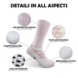 جوارب رياضية صيفية نسائية قصيرة للقدمين، مصنوعة من القطن الخالص بنمط مخطط، بتصميم متقاطع من الخلف وبدون ظهر، مضادة للانزلاق - Product Image 2