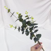 Bunga Buatan Batang Eucalyptus 59cm Daun Eucalyptus Palsu Cabang Bunga Tiruan Dekorasi Rumah Rangkaian Bunga Pernikahan