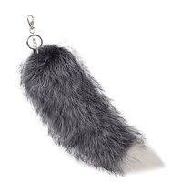 Nouveauté 2026 : Porte-clés queue de renard synthétique 40 cm avec anneau en argent, pendentif de sac en peluche moelleuse avec fermoir mousqueton