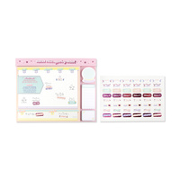 Organisateur de bureau hebdomadaire espagnol pastel mignon avec notes autocollantes et autocollants décoratifs pour le bureau et l'étude