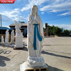 YOUFINE Estatua de Nuestra Señora DE LA Gracia de Mármol de Pie Blanco Natural Religiosa para Exteriores con Escultura de Manos Extensas - Product Image 5