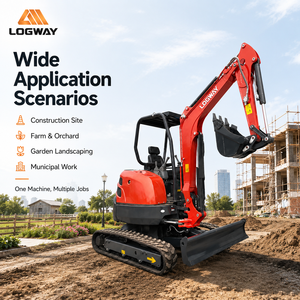 Mini-excavatrice robuste EU LOGWAY pour la réparation routière, les travaux de terrassement en montagne et en ferme, avec lame large et chenilles en acier, mini-excavatrice professionnelle - Product Image 3