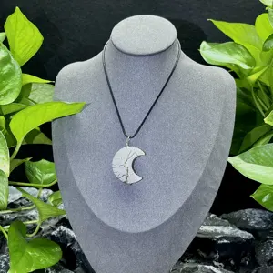 Kenny Crystals Wholesale Natural Crystal Stone Craft Carving Semi-precious Tree Of Life Wire Wrapped Moon Pendant Necklace