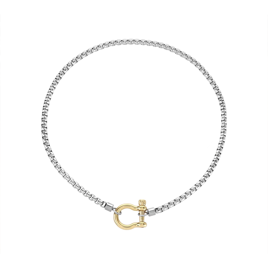 style 01- silver chain-gold pendant