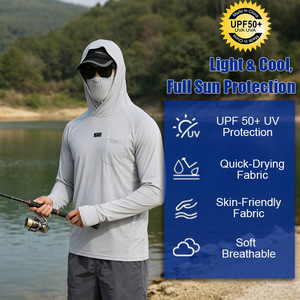Chemise de pêche à manches longues pour homme, personnalisée ODM, à capuche, perforée, imprimée camouflage, UPF 50+, en soie glacée respirante et à séchage rapide - Product Image 2