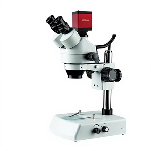 Microscope d'inspection stéréoscopique binoculaire 3,5X-90X |   Source de lumière LED pour appareil photo numérique 4K |   Microscope de bureau à mise au point manuelle externe - Product Image 1
