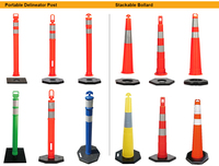 Poteau de barrière de parking réfléchissant Flexible PE/TPU Poteau d'avertissement de délinéateur de barrière de collision amovible
