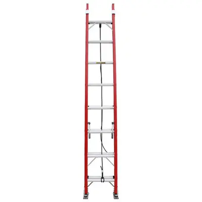 Emergency Safety Ladder Fiberglass Extension Ladder 2 Sections 6M 8M 10M 12M 6063/T5 Aluminium + Fiberglass Domestic Ladders FRP