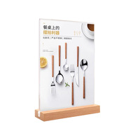 Support de Présentation Carré en Acrylique Transparent avec Impression Numérique sur Bois de Hêtre, pour Carte de Table, Menu, Panneau ou Étiquette de Prix