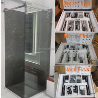 Système de porte de douche coulissante d'angle en L avec double rail anti-chute, fixation murale/verre, compact pour salle de bain 850-2000mm