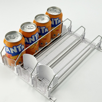 Organisateur de boissons pour réfrigérateur à ressort, présentoir pour bouteilles, étagère à soda, poussoir à glissière, plateau à roulettes, poussoir à boissons