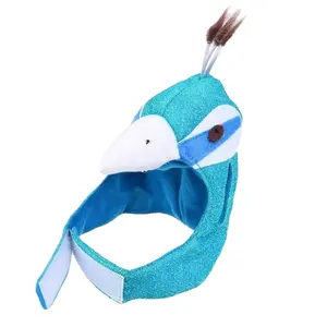 Free Shipping Hot Sell Pet Jacket Comfortable Pet Coat Adorable Pet Costume with Blue Peacock Head Shape Hats