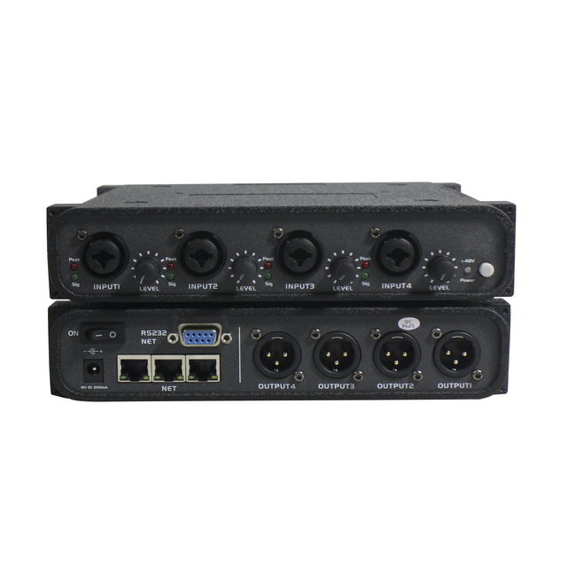 4 in 4 Out 12V DC Balanced Input Dante Audio Transmitter Interface