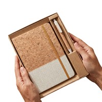 Umweltfreundliches, personalisiertes Logo-Büro-Schreibwarenset, Werbe-A5-Kork-Notizbuch-Agenda mit Kugelschreiber