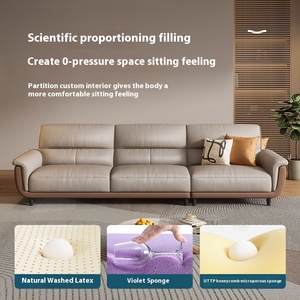 Bộ ghế <span class=keywords><strong>sofa</strong></span> mô-đun bằng da thật kiểu Ý, chân thép không gỉ, thiết kế hiện đại, đệm mút, có thể làm giường đơn cho không gian nhỏ - Product Image 2