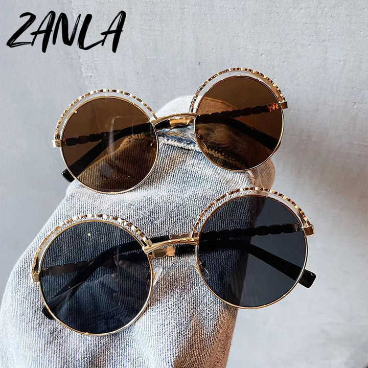 Designer Round Sunglasses for Women Men 2024 Stylish Luxury Gold