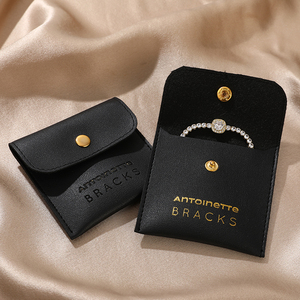 Bolsa de Joyería Portátil de Cuero PU con Logotipo Personalizado y Cierre de Broche para Guardar Aretes, Anillos y Pulseras, Embalaje para Regalos - Product Image 3
