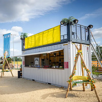 Conteneur de magasin de 20 pi avec toit-terrasse Conteneur préfabriqué Bar Kiosque Conteneur de restaurant à 2 étages