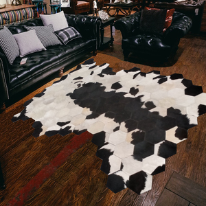 Alfombra de piel de vaca de retales de marca de lujo de alta calidad para sala de estar, Alfombra de piel de vaca Real a la venta - Product Image 6