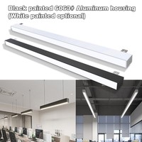 Luminaria Lineal Arquitectónica LED Negra de 4 Pies, Aluminio, 4000K, Iluminación Colgante para Taller, Oficina, Tienda, Regulable, 20W/40W/80W