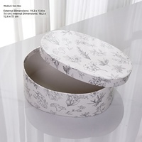 Boîte cadeau ovale de luxe à imprimé floral botanique, tissée à la main, avec logo personnalisé, base et couvercle en papier kraft, emballage boutique haut de gamme