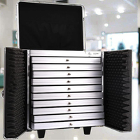 Version améliorée, valise de rangement pour bijoux en aluminium, chariot à roulettes, boîte de présentation pour objets de valeur, pour le rangement de bracelets/boucles d'oreilles/colliers