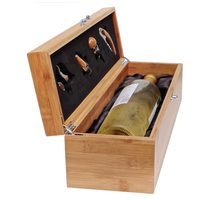 Ensemble de boîtes à vin en bois Elegance Boîte cadeau pour bouteille unique de taille personnalisée avec couvercle à charnière et bocaux de rangement
