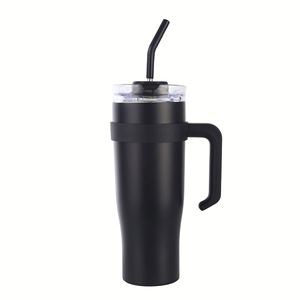 Gobelet de voyage isotherme en acier inoxydable à double paroi avec poignée et paille, isolation thermique de 6 à 12 heures, vente en gros - Product Image 2
