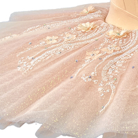 Tutu de ballet professionnel pour enfants, rose pêche, polyester/rayonne avec appliques en dentelle et strass pour la performance du Casse-Noisette Fitdance
