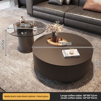 Meja kopi ruang tamu atas kaca marmer gaya Nordic Modern untuk ruang tamu