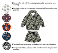 Ensemble 2 pièces camouflage pour tout-petits garçons : Sweat-shirt à manches longues et col montant semi-zippé et short décontracté – Vente en gros