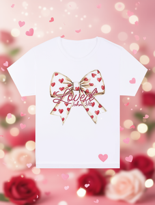 T-shirt da donna per San Valentino con stampa Love Bowknot, girocollo, manica corta, vestibilità ampia, casual, 100% cotone, primavera estate - Product Image 2