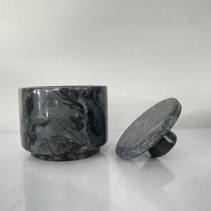 100% Sal de mármol natural con tapa de madera en blanco, negro, preservación de frescura para cocina, sal, especias, contenedor de almacenamiento - Product Image 4