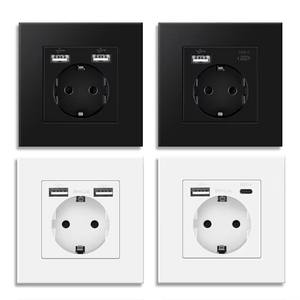 Premium 20W PD Receptáculo de carga rápida Panel de PC Tipo C + A Toma de corriente montada en la pared de la UE 16A con puertos USB con precio de fábrica - Product Image 6