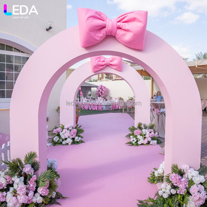 LEDA Ensemble de toile de fond de mariage en acrylique rose de haute qualité, en forme d'arche ronde, pour la décoration de fête de mariage - Product Image 1